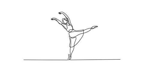 Elegant ballet dancer in graceful pose, continuous line art Vector, illustration © Badhon_Art Gallery