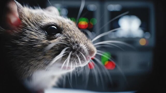 Close Up of Laboratory Rat During Scientific Brain Imaging Study in Medical Research Lab Hantavirus Pulmonary Syndrome.