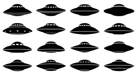 Flying Saucer Silhouettes - Collection of UFO Icons © Juli