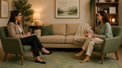 Obraz premium Professional Therapy Session: Mental Health Counseling, Patient Support, Psychologist Consultation