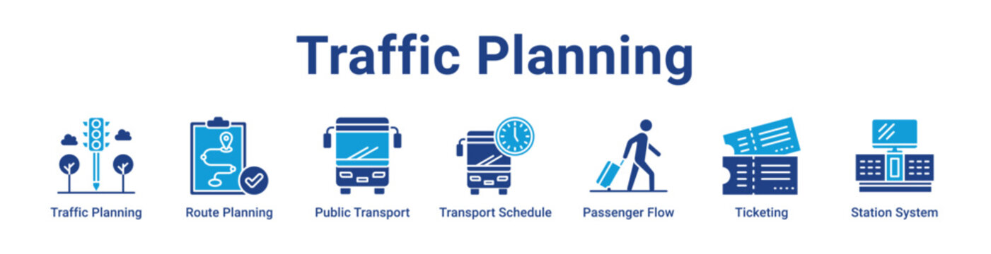 Traffic Planning Web Icon Banner and Collection