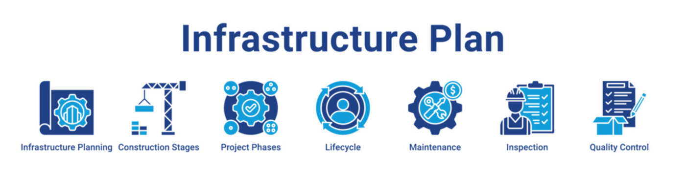Infrastructure Plan Web Icon Banner and Collection