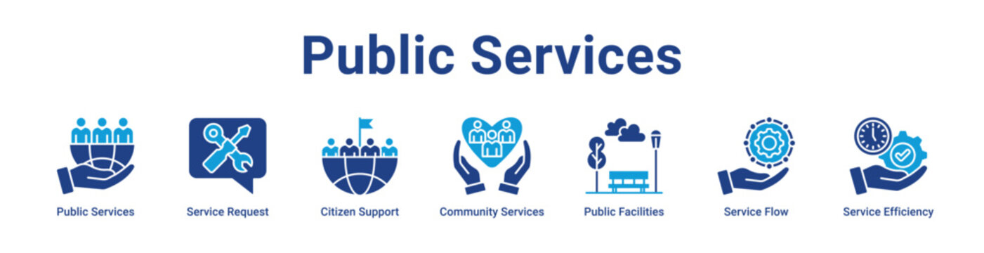 Public Services Web Icon Banner and Collection