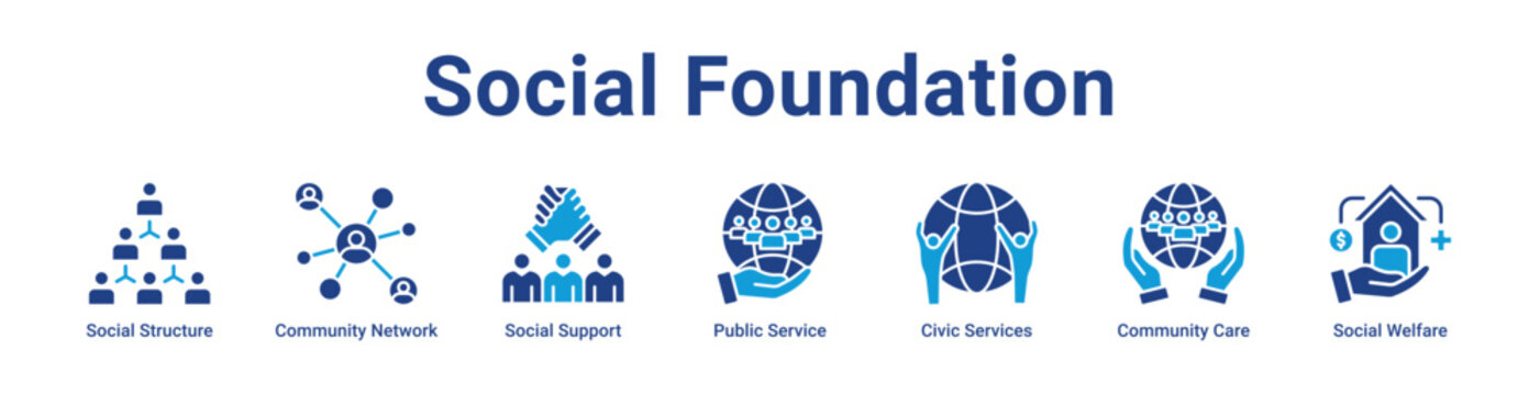 Social Foundation Web Icon Banner and Collection