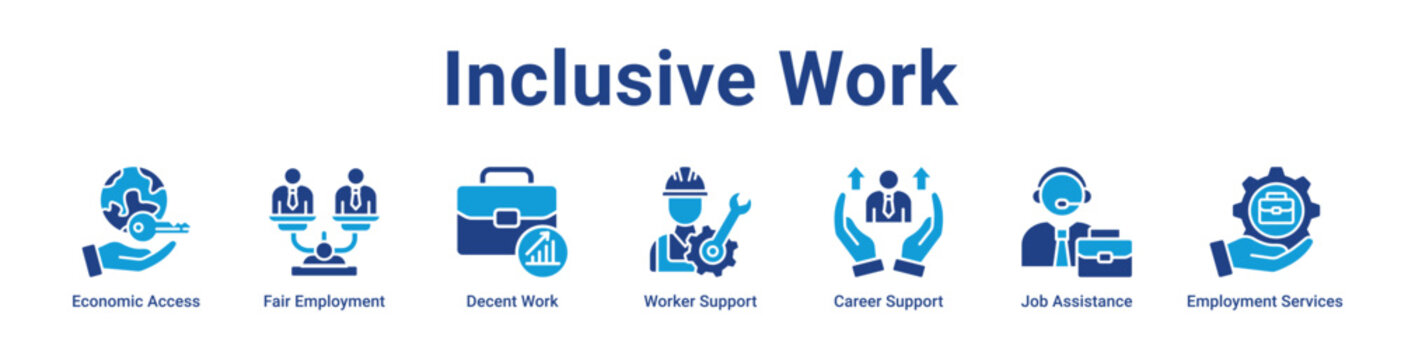 Inclusive Work Web Icon Banner and Collection