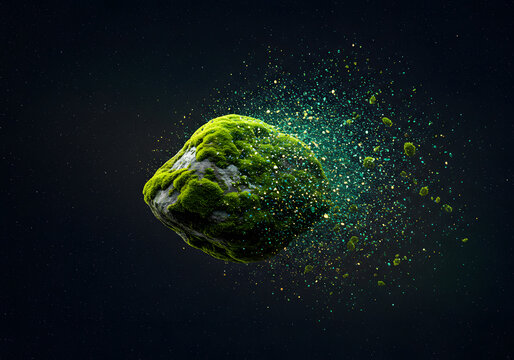 Moss rock exploding abstract design