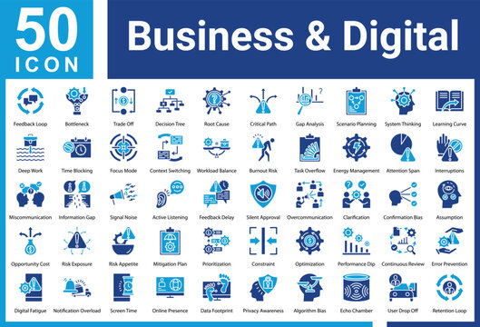 Business & Digital Micro icon set and collection