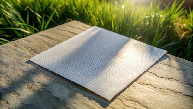 A realistic photo of grey line squared paper sheet