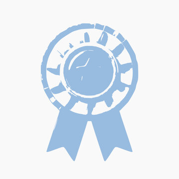 Blue Rosette Award Ribbon - Hand-Drawn Vector Illustration