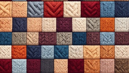 Fototapeta premium A colorful mosaic of quilted squares in various patterns and hues
