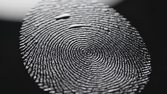 Closeup Macro Shot of a Human Fingerprint Showing Unique Ridges and Patterns.