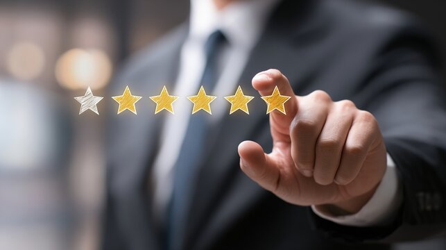 Businessman giving rating, evaluation and feedback concept