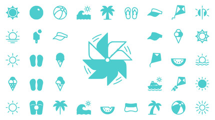 Fototapeta premium Summer Vacation Icons Set: Beach, Travel, and Fun Symbols