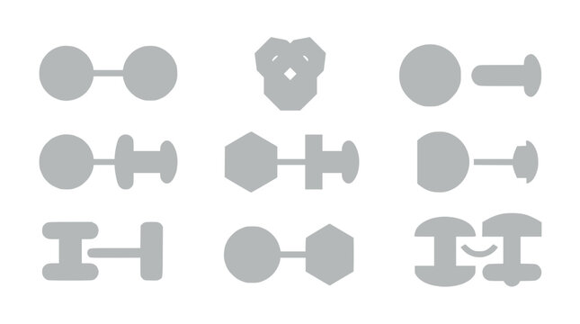 Abstract Geometric Shapes Set: Dumbbell Icons, Hexagons, Circles, Minimalist Design