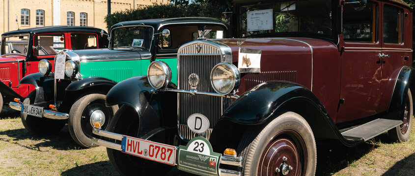 Berlin, Germany - May 2, 2026. Vintage Wanderer cars at Oldtimer Open Air