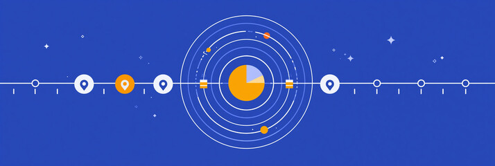 Obraz premium Futuristic Abstract Infographic: Solar System Exploration with Blue Celestial Diagrams and Vector Icons