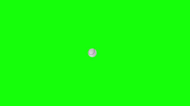 Slow Motion Baseball Flying and Hitting Camera Lens isolate on green screen. Transition sport concept. 4K.
