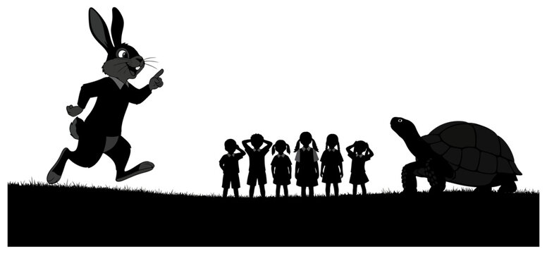 The tortoise and the hare illustration of a classic fable