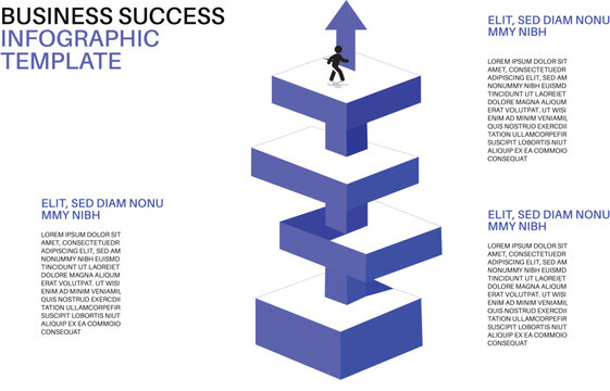 Business success infographic template with upward arrow and isometric growth presentation design