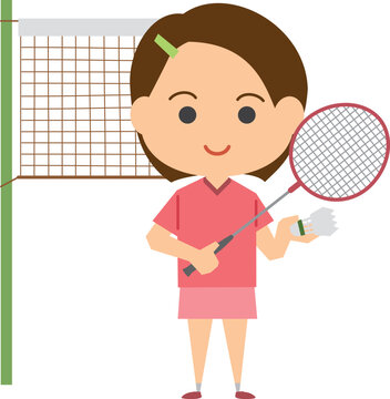 女子バドミントン選手のイメージイラスト
