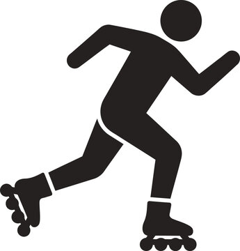 Person in motion wearing rollerblades on white background  active lifestyle icon