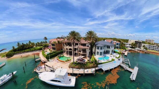 Luxury homes Pompano Beach Sargassum Florida aerial fpv drone footage