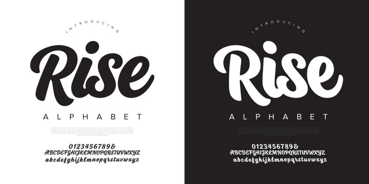 Rise modern handwritten brush script font for elegant wedding invitation and branding identity design