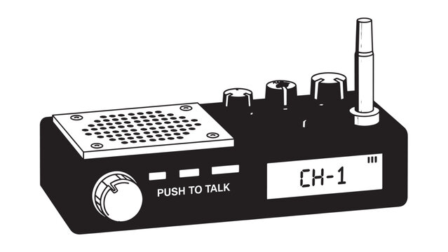 Vintage Two-Way Radio Transmitter with Push-to-Talk Button and Antenna.
