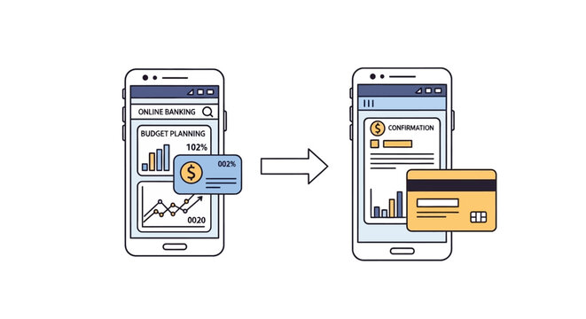 Online payment process with mobile phone and credit card.
