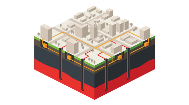 Sustainable Geothermal Energy System for Urban Heating and Cooling in an Isometric City
