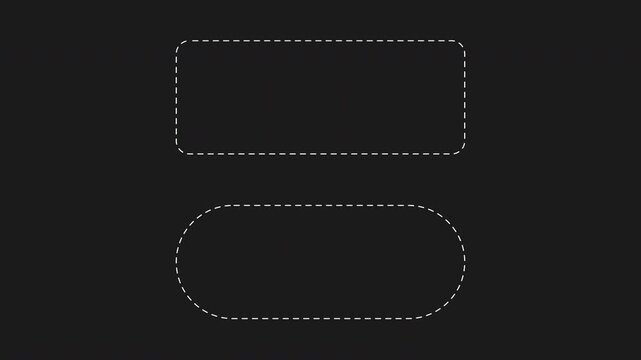 Dotted line rounded rectangle frames on transparent background