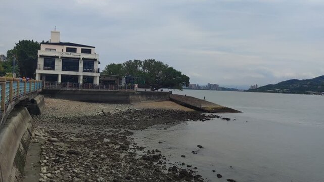 View of bike path, New Taipei City, Taiwan &ndash; May 12, 2026: Views of Danjiang Bridge, New Taipei City, Taiwan