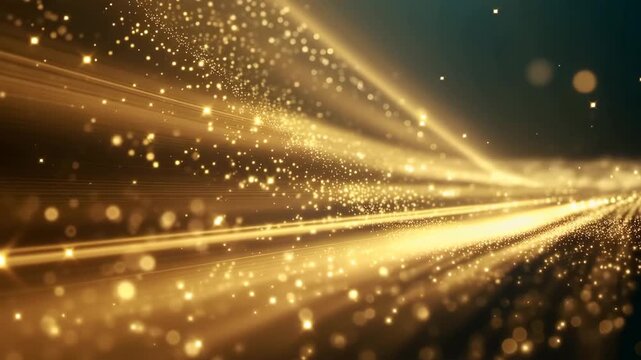 Golden light radiant glow sparkle dust bright ray abstract bokeh background flare streak beam glimmer shimmer festive joy wonder motion