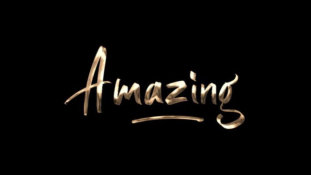 Neon sign spelling amazing gold with transparent background
