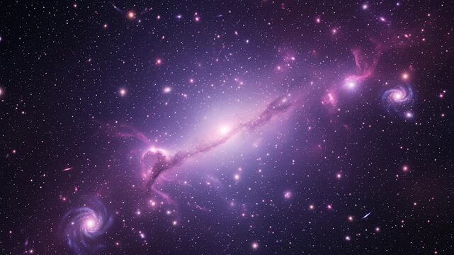 space nebula with bright stars in purple cosmos