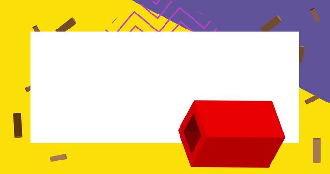 Geometrical graphic retro theme background animation with place for text. Minimal geometric elements frame video. Vintage abstract shapes for advertising.