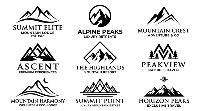 Mountain logo designs with peaks.