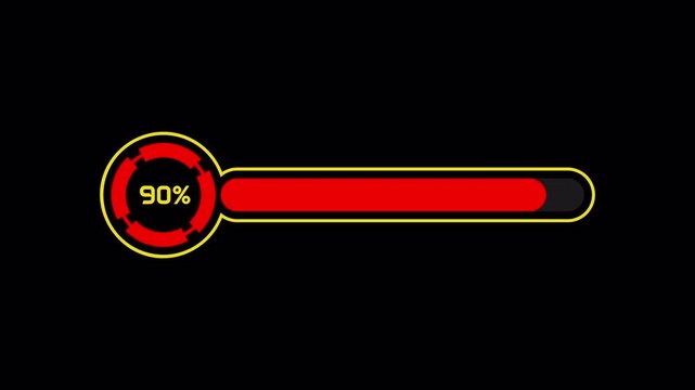 Retro Red Progress Bar Animation with Cyber Technology Loading Screen 4K Motion Graphic