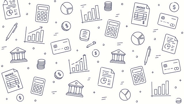 Finance and Banking Icons Seamless Pattern Background