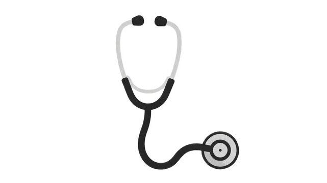 A minimalist 2D vector graphic animation of a professional medical stethoscope against a light background. This clean icon-style asset is perfect for doctor vlog intros, healthcare marketing promos, h