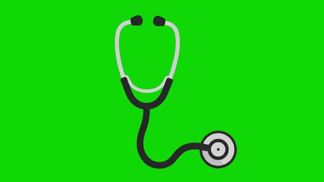 A clean, flat-design stethoscope icon on a solid green screen. This versatile medical asset is ideal for healthcare explainers, telemedicine interfaces, and doctor-related digital content.