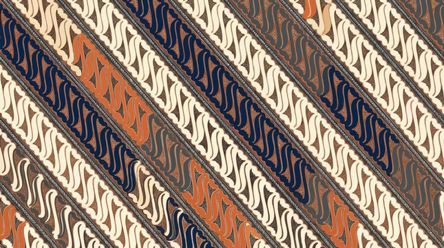 Traditional Parang Batik Pattern with Textured Diagonal Design