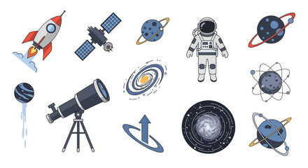 Astronaut Space Objects and Planets. © Iffa