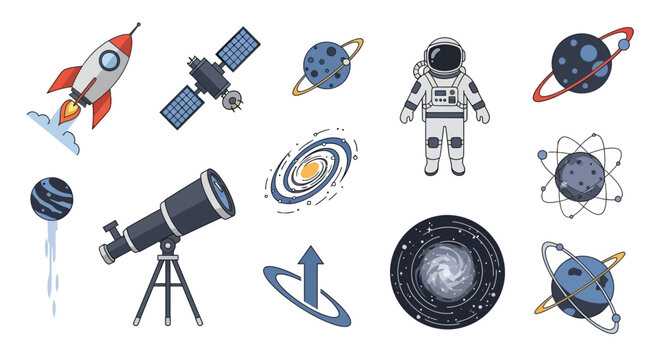 Astronaut Space Objects and Planets.