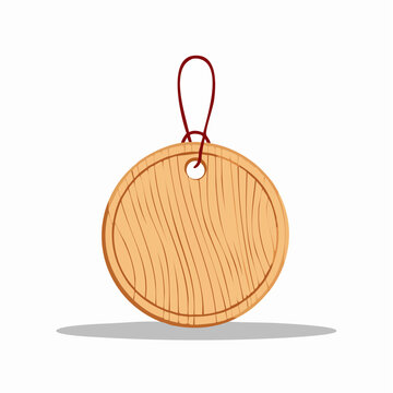Round Wooden Tag with Red String