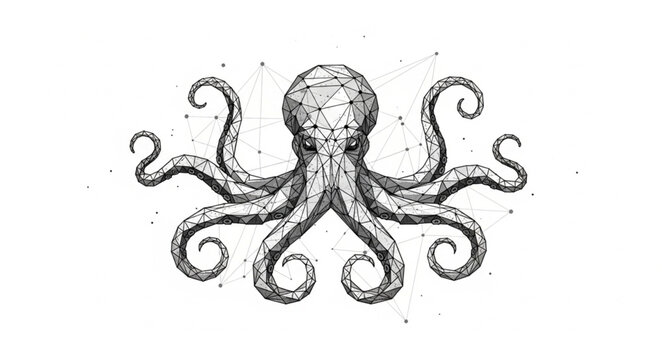 Detailed ink drawing of an octopus with swirling tentacles.