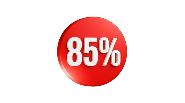 Red circle with 85 percent on white background