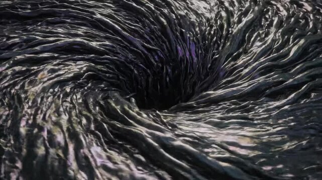 Dark viscous liquid swirling into a deep central vortex.