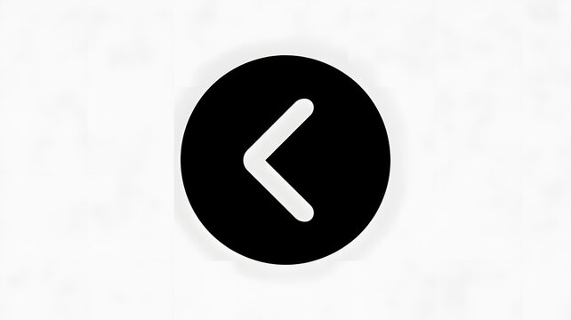 Black circle icon with white left arrow on gray background symbol navigation button