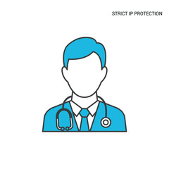 Fototapeta premium Male Doctor Wearing Blue Uniform.